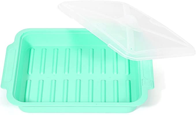 MMUGOOLER Microwave Easy Bacon MakerCooker with Lid Safety Quick and with No Mess 113 L x 90 W x 24 H Blue