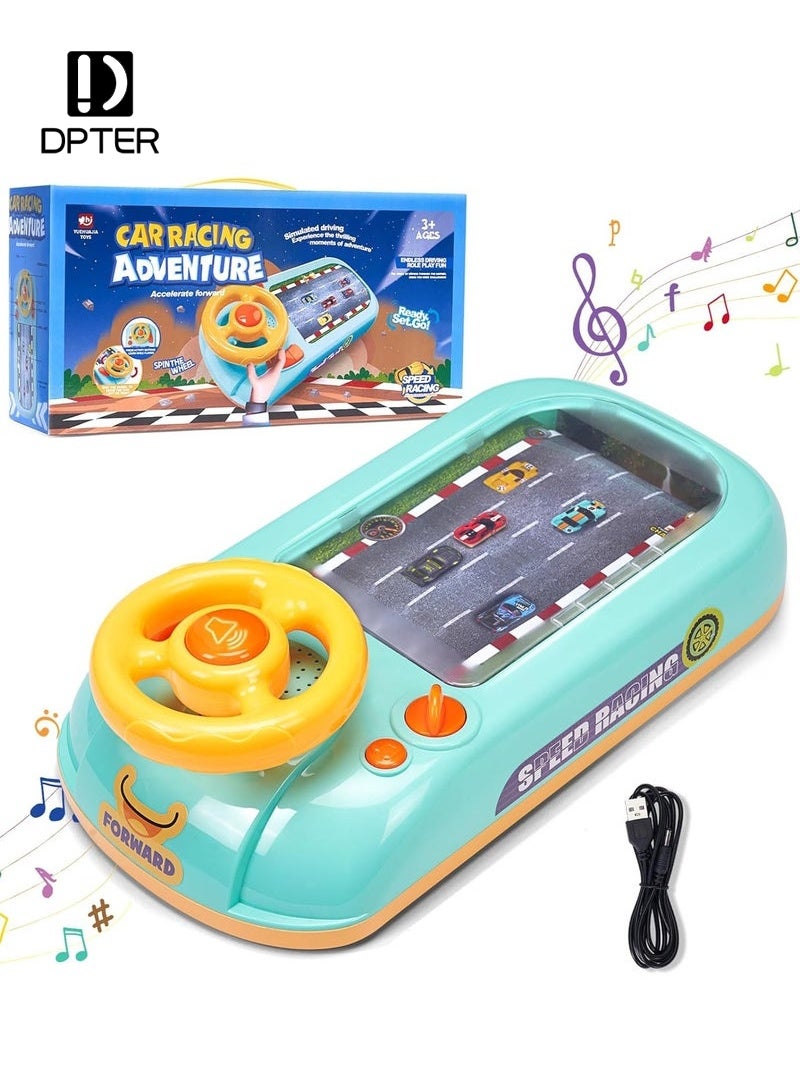 DPTER Musical Steering Wheel Toys Toddler Simulated Driving Racing Car Game with Sound Age 3+ Year Old, Interactive Educational Learning Race Car Toy for Boys and Girls Birthday Gift - Image 1