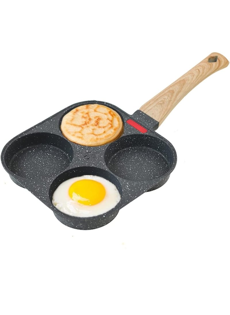 مقلاة 4 فتحات غير لاصقة لتحضير البيض والبانكيك – توزيع حراري متساوٍ ومقبض مريح مقاوم للحرارة، سهلة التنظيف ومثالية للإفطار السريع – متعددة الاستخدامات للطهي اليومي - Image 1