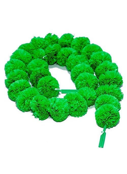 RASHRI ; One For All RASHRI One For All Artificial Marigold Fluffy Flowers Garlands for Decoration Pack of 5 Green  - Image 3