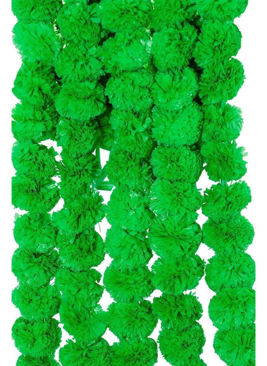 RASHRI ; One For All RASHRI One For All Artificial Marigold Fluffy Flowers Garlands for Decoration Pack of 5 Green  - Image 2