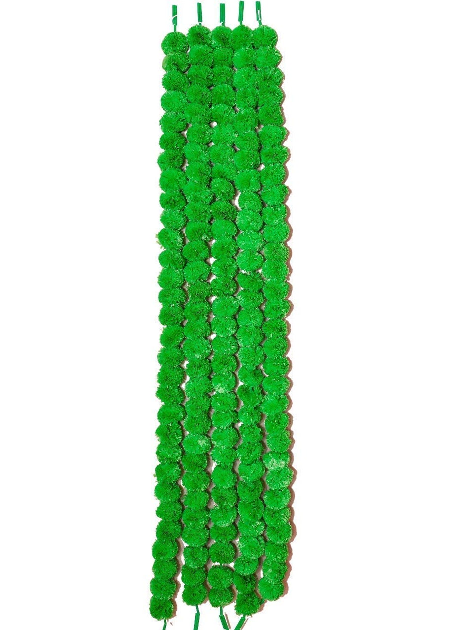 RASHRI ; One For All RASHRI One For All Artificial Marigold Fluffy Flowers Garlands for Decoration Pack of 5 Green  - Image 1