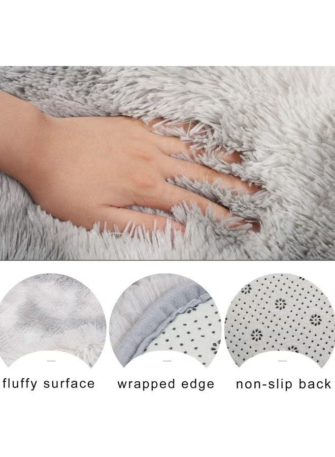 Bolivia's Luxury Tie-Dye Shag Rug & Carpet – 3-Layer High-Density A20 Sponge, Soft PV Plush & Non-Slip Dot Base – Modern Water Grey Gradient Design with Bound Edges for Living Room, Bedroom (Grey) - Image 2