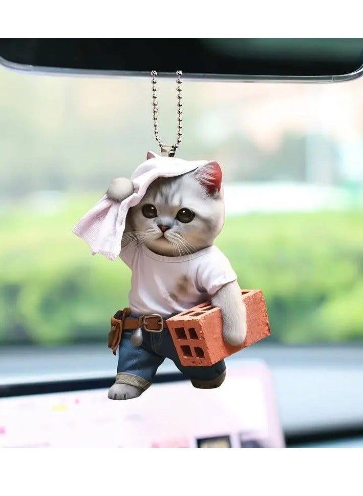Acrylic Flat Pendant - Cute Cat Keychain for Car , Backpack Decoration Pendant - Image 2