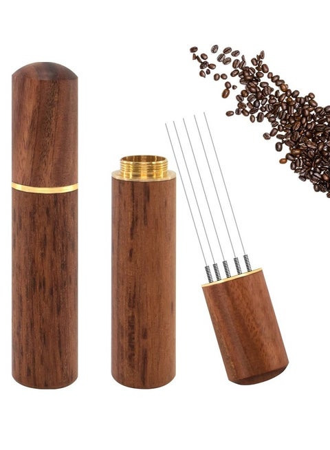 Portable Mini Coffee Needle, Anti-Caking Ground Coffee Stirring Tool, 5 Needles Coffee Stirrer with Storage Base, Coffee Distributor Hand Stirrer Tool for Home, Kitchen, Cafe