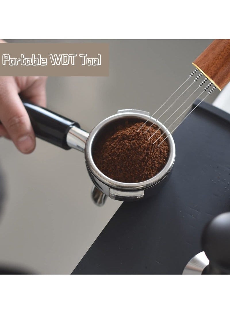 Portable Mini Coffee Needle, Anti-Caking Ground Coffee Stirring Tool, 5 Needles Coffee Stirrer with Storage Base, Coffee Distributor Hand Stirrer Tool for Home, Kitchen, Cafe - Image 3