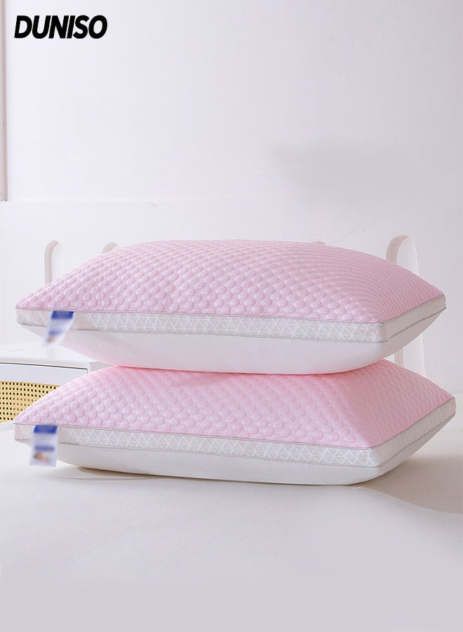 DUNISO 1 Pair of Ergonomically Comfortable Sleep Pillows Medium Support Comfortable Hollowfibre Pillow Breathable Washable 3D Structured Massage Granule Pillow for Neck, Back, Side Sleepers - Image 1