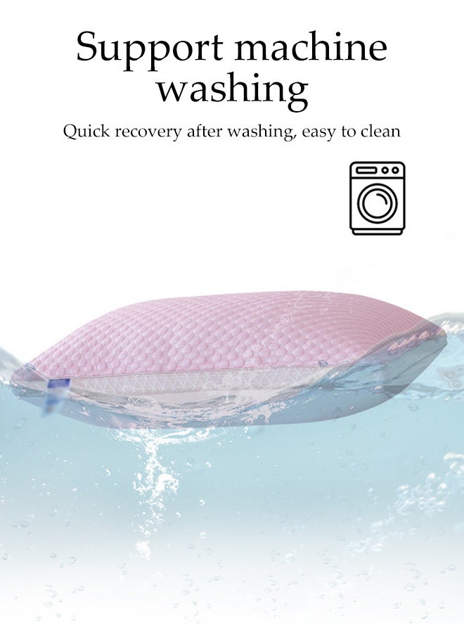 DUNISO 1 Pair of Ergonomically Comfortable Sleep Pillows Medium Support Comfortable Hollowfibre Pillow Breathable Washable 3D Structured Massage Granule Pillow for Neck, Back, Side Sleepers - Image 2