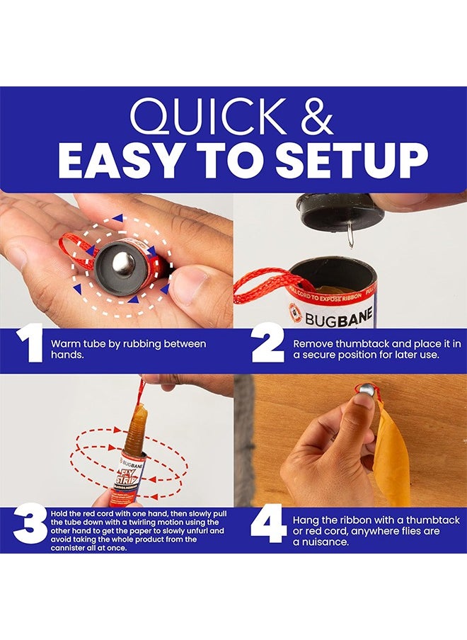 Organizer - 6 Fly Strips Indoor Sticky Hanging with Pins. Paper Tape for Indoors and Outdoor. Catcher Ribbon Traps Flypaper. Fruit Gnat - Image 1