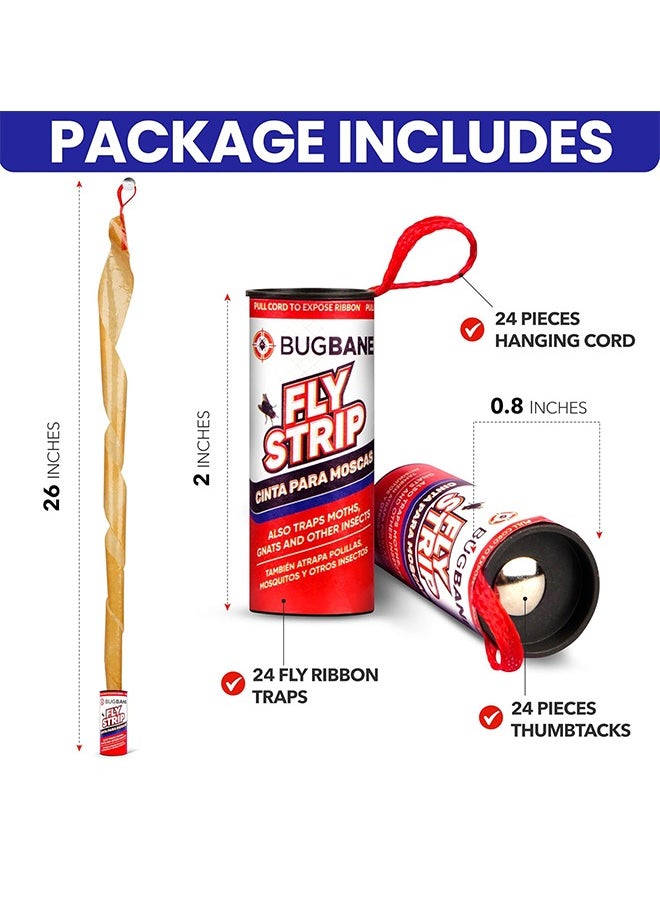 Organizer - 6 Fly Strips Indoor Sticky Hanging with Pins. Paper Tape for Indoors and Outdoor. Catcher Ribbon Traps Flypaper. Fruit Gnat - Image 1
