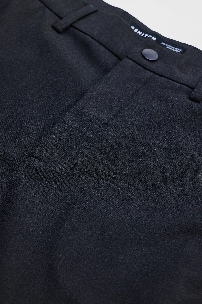 SNITCH Black Self-Design Stretch Trousers