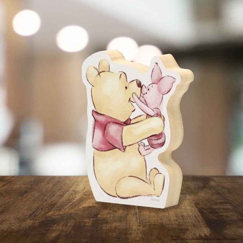 Open Road Brands Disney Winnie the Pooh and Piglet Playful Shelf Sitter Decor - Chunky Wood Block Decoration for Home or Office - Image 5