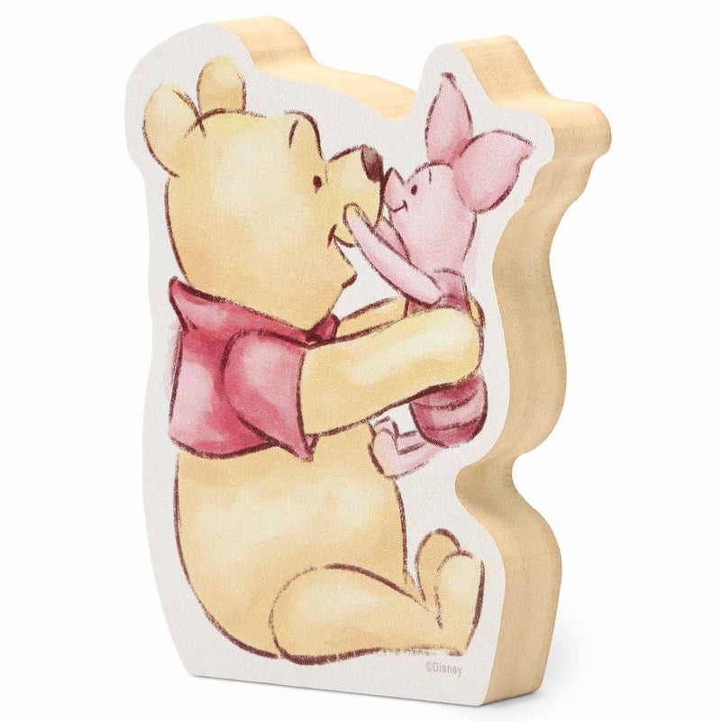 Open Road Brands Disney Winnie the Pooh and Piglet Playful Shelf Sitter Decor - Chunky Wood Block Decoration for Home or Office - Image 2