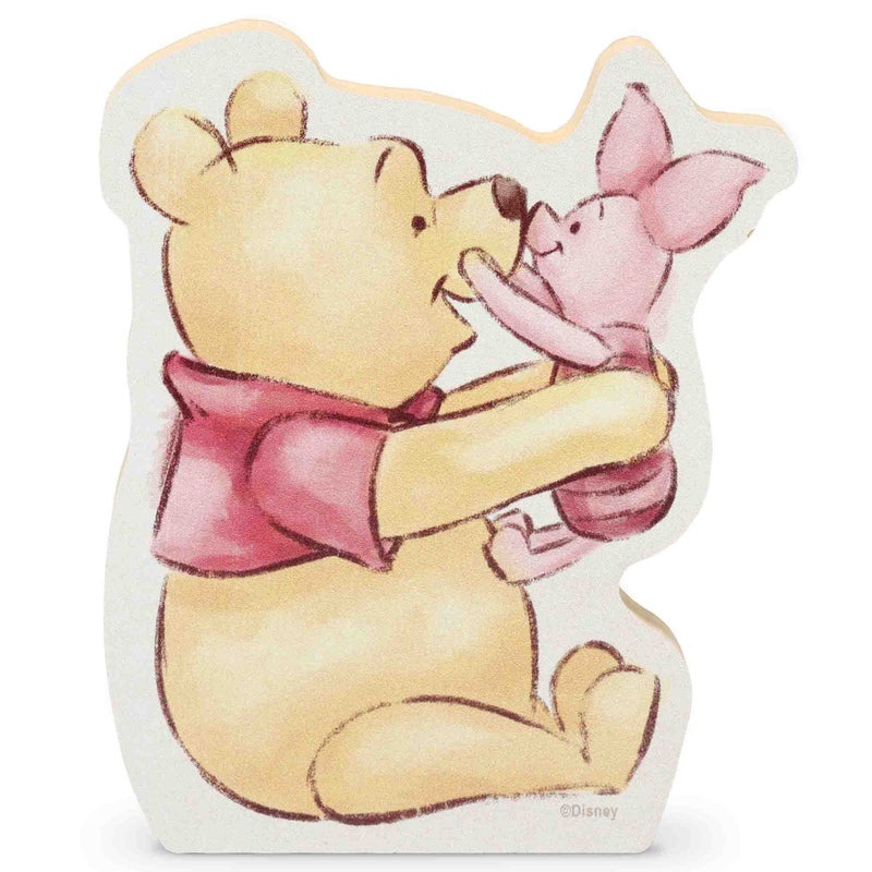 Open Road Brands Disney Winnie the Pooh and Piglet Playful Shelf Sitter Decor - Chunky Wood Block Decoration for Home or Office - Image 1
