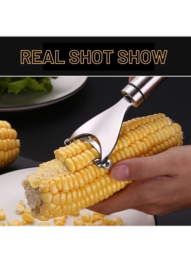 CROOT - 2PCS Magic Corn Cutter Peeler, Corn Stripper Cob Stripper Tool,Premium Stainless Steel Corn Thresher Cob Remover tool with Ergonomic Handle - Image 1