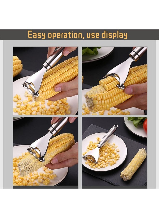 CROOT - 2PCS Magic Corn Cutter Peeler, Corn Stripper Cob Stripper Tool,Premium Stainless Steel Corn Thresher Cob Remover tool with Ergonomic Handle - Image 1