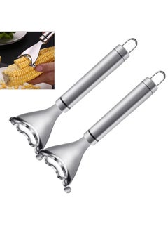 2PCS Magic Corn Cutter Peeler, Corn Stripper Cob Stripper Tool,Premium Stainless Steel Corn Thresher Cob Remover tool with Ergonomic Handle