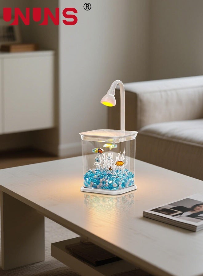 UNUNS Fish Tank with Light,Fish Tank Light,Fish Tank Kit,Portable Fish Tank with Lid,Small Fish Tank for Home Decoration Table Desk Decorators - Image 5