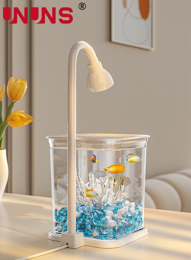 UNUNS Fish Tank with Light,Fish Tank Light,Fish Tank Kit,Portable Fish Tank with Lid,Small Fish Tank for Home Decoration Table Desk Decorators - Image 4