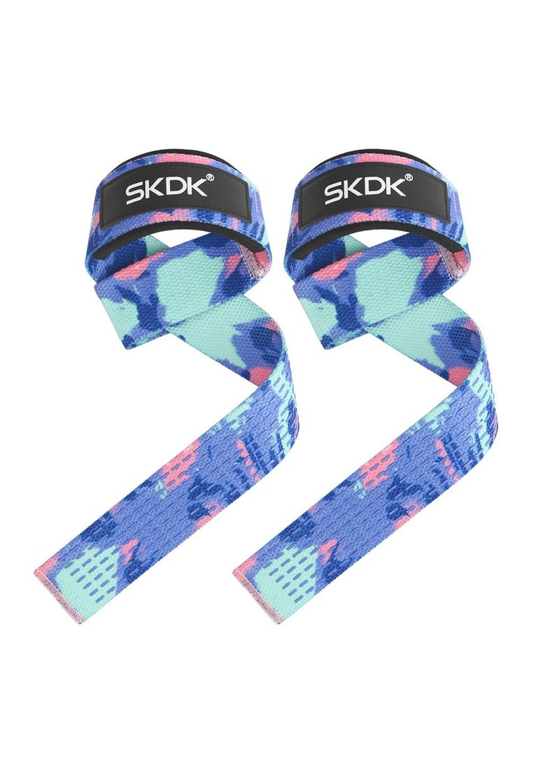 SKDK 1 Pair Lifting Straps Deadlift Gym Wrist Straps Weightlifting With Neoprene Cushioned Wrist Padded And Anti-Skid Silicone For Weightlifting Bodybuilding Xfit Strength Training - Image 1