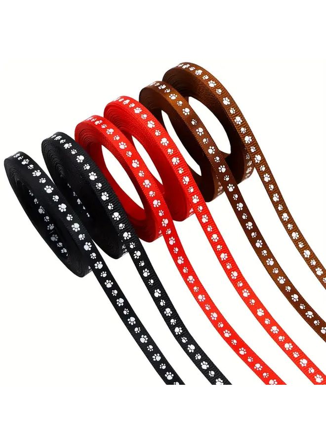 1 Roll Brown Dog Paw Print Ribbon 354 Inches Long Pet Themed Fabric Gift Wrapping Ribbon For Dog Cat Parties Decorations - Image 1