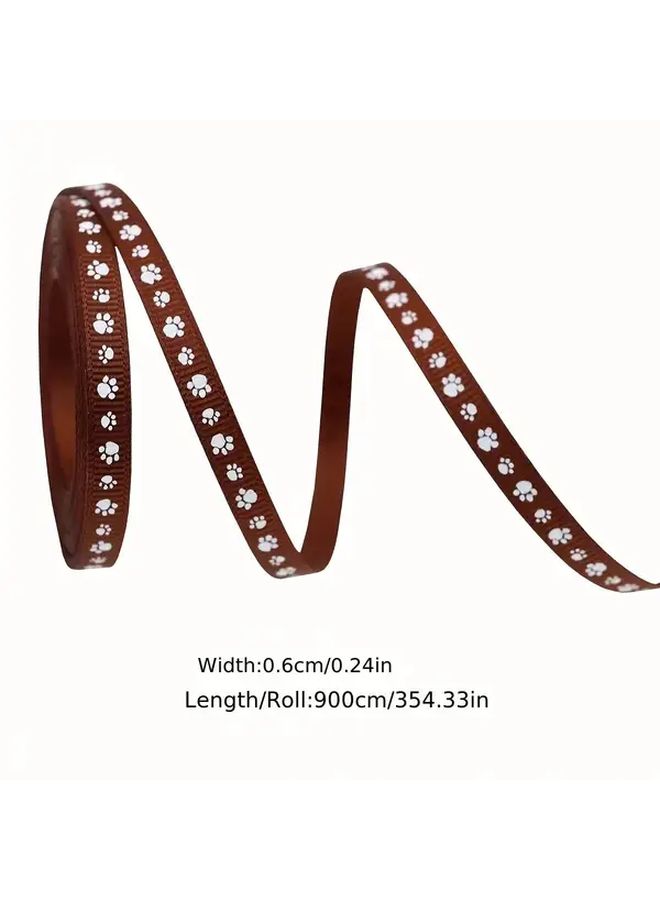 1 Roll Brown Dog Paw Print Ribbon 354 Inches Long Pet Themed Fabric Gift Wrapping Ribbon For Dog Cat Parties Decorations - Image 4