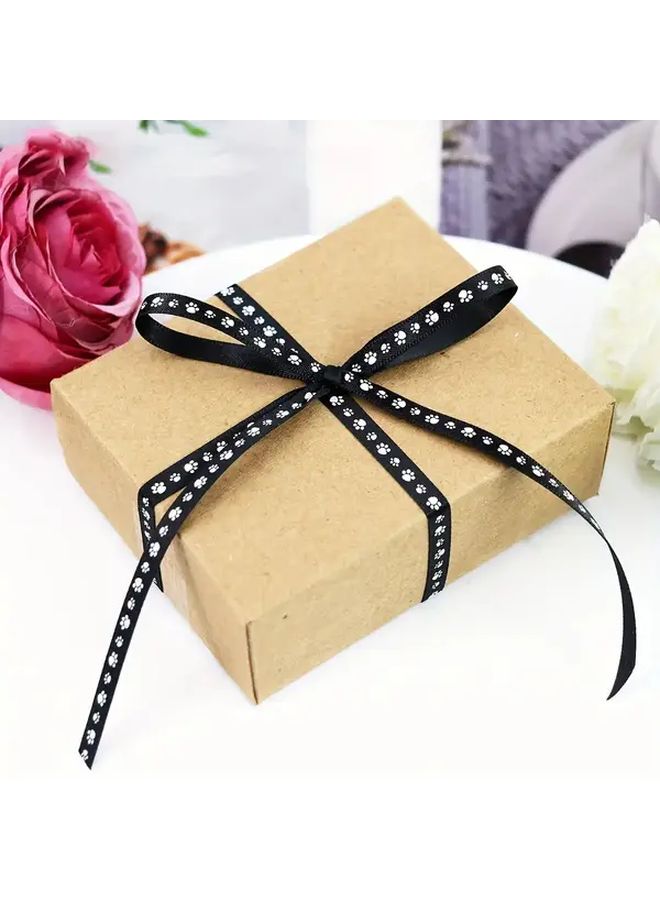 1 Roll Brown Dog Paw Print Ribbon 354 Inches Long Pet Themed Fabric Gift Wrapping Ribbon For Dog Cat Parties Decorations - Image 3