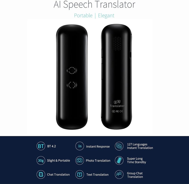 Voice Language Translator Device, Portable Two - Way Translator, 127 Languages, 38g Lightweight - Real - Time Translation, BT Connection, Ideal for Travel and - Image 4