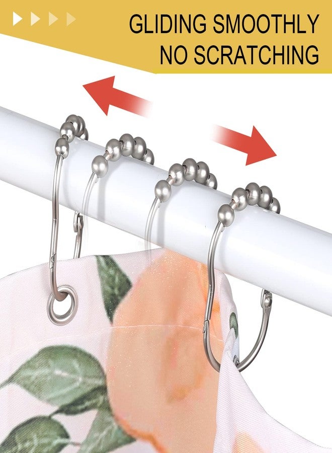 SUTINE Shower Curtain Hooks, SUTINE 12Pcs Shower Curtain Rings, Stainless Steel Snap Closure Black Shower Curtain Hooks, Roller Glide Rustproof Shower Hooks for Shower Curtain Shower Rod, Matte Nickel - Image 4