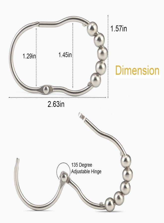 SUTINE Shower Curtain Hooks, SUTINE 12Pcs Shower Curtain Rings, Stainless Steel Snap Closure Black Shower Curtain Hooks, Roller Glide Rustproof Shower Hooks for Shower Curtain Shower Rod, Matte Nickel - Image 5
