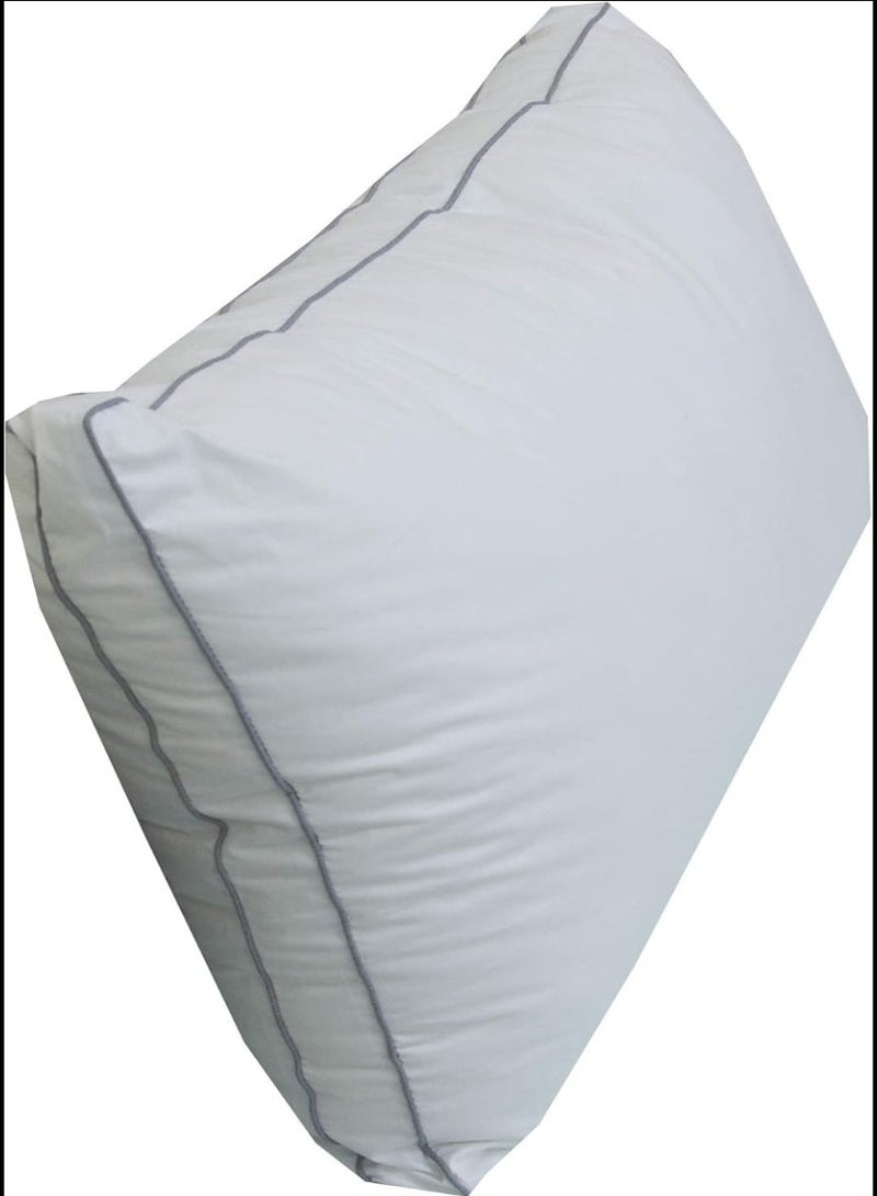 Blueberry Set of 2 - White  Bed Pillows With Grey Double Piping, Gusseted Pillow for Back, Stomach or Side Sleepers - Image 2