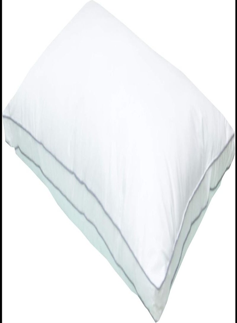 Blueberry Set of 2 - White  Bed Pillows With Grey Double Piping, Gusseted Pillow for Back, Stomach or Side Sleepers - Image 3
