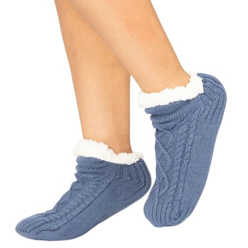 DIRTS Thermal Winter Socks with Anti-Slip Silicone Grip - Thick, Warm Woolen Ankle Length Socks For Men, Women, and Kids - Cozy Cold Weather Essentials(28CM) (9-10) UK, Blue - Image 1