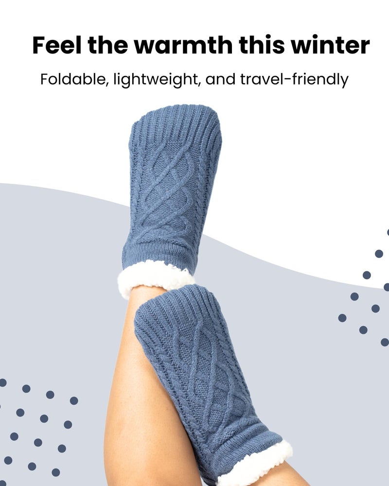 DIRTS Thermal Winter Socks with Anti-Slip Silicone Grip - Thick, Warm Woolen Ankle Length Socks For Men, Women, and Kids - Cozy Cold Weather Essentials(28CM) (9-10) UK, Blue - Image 2