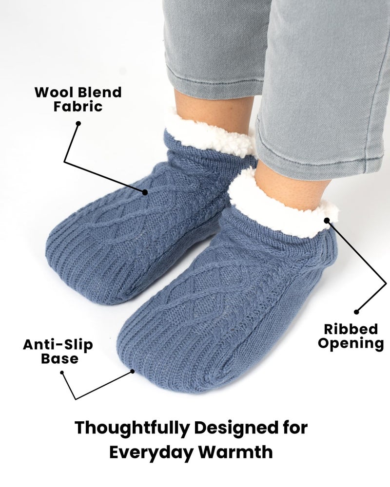 DIRTS Thermal Winter Socks with Anti-Slip Silicone Grip - Thick, Warm Woolen Ankle Length Socks For Men, Women, and Kids - Cozy Cold Weather Essentials(28CM) (9-10) UK, Blue - Image 3