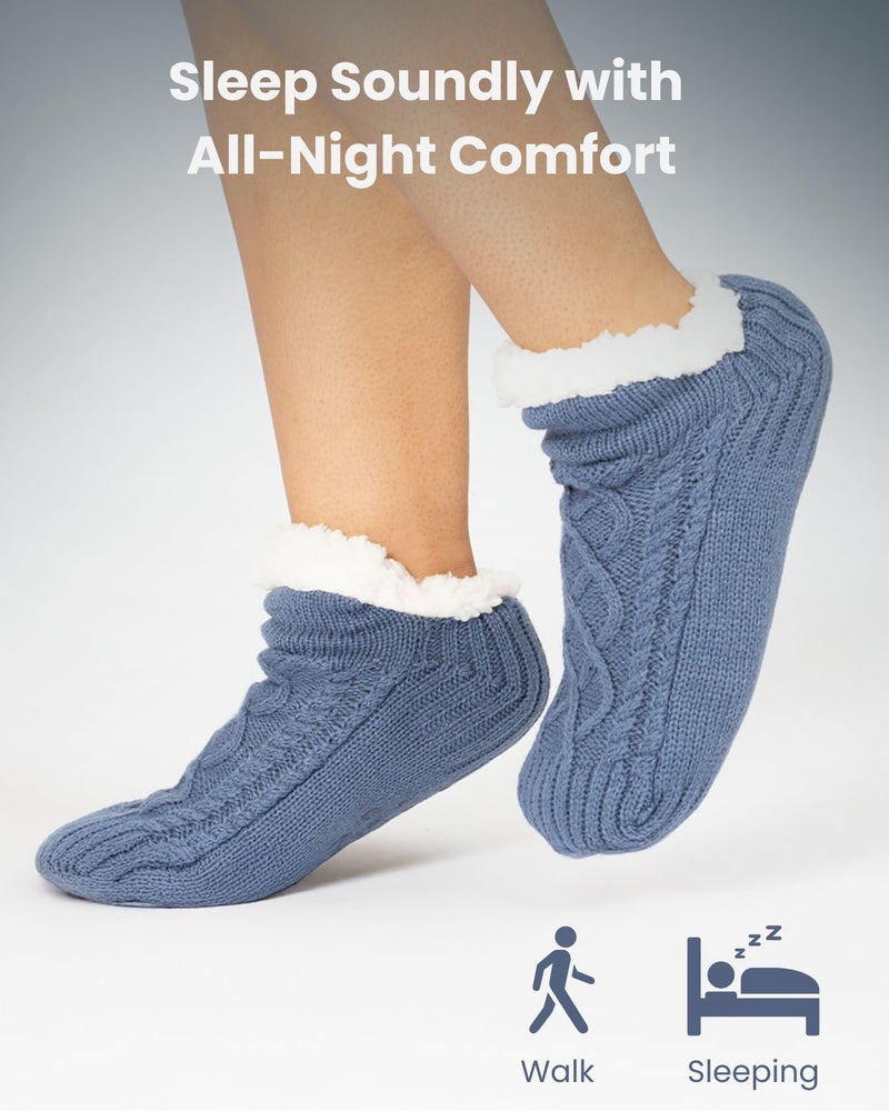 DIRTS Thermal Winter Socks with Anti-Slip Silicone Grip - Thick, Warm Woolen Ankle Length Socks For Men, Women, and Kids - Cozy Cold Weather Essentials(28CM) (9-10) UK, Blue - Image 5