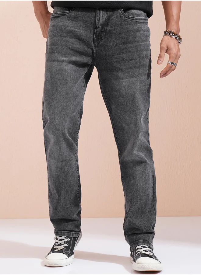 هاي لاندر Mid-Rise Straight Fit Stretchy Faded Jeans