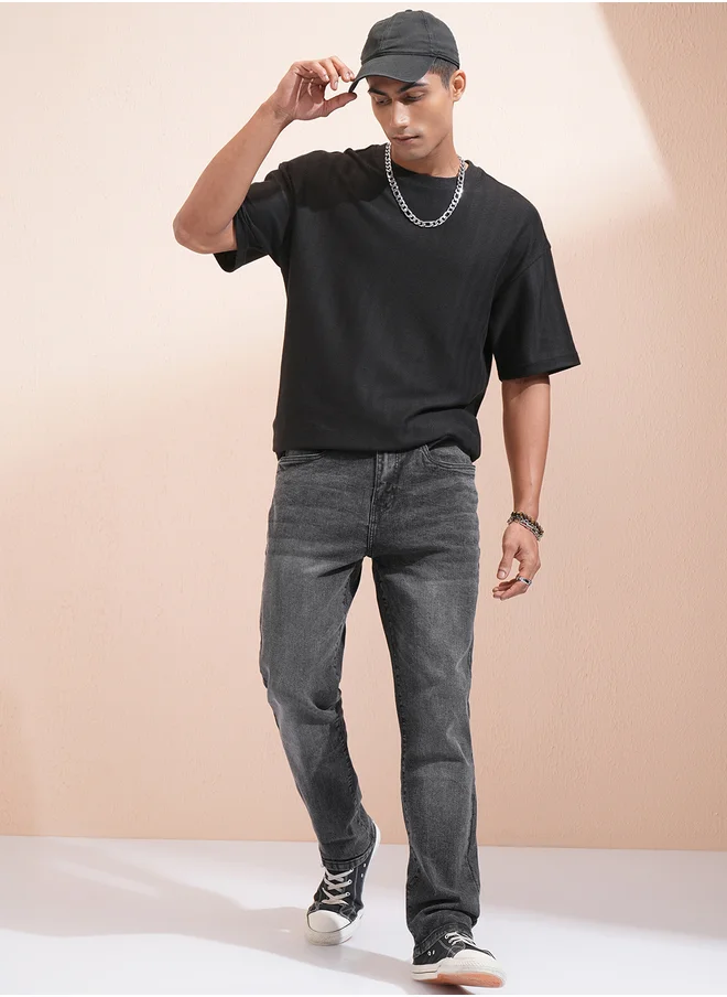 هاي لاندر Mid-Rise Straight Fit Stretchy Faded Jeans