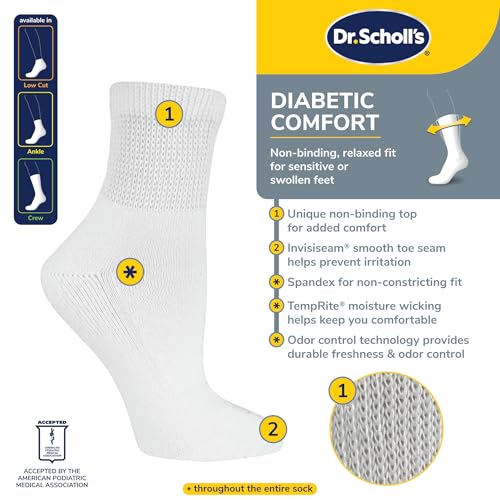 Dr. Scholl's Women's Diabetes & Circulator - 4 6 Pair Packs Socks, Black, 6.5-12 US - Image 2