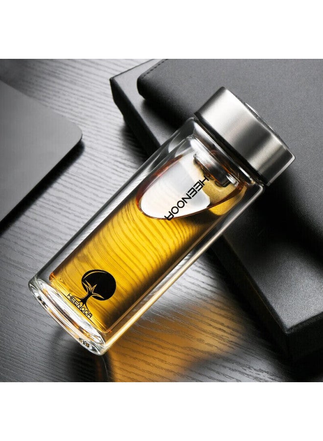 Heenoor Xino Double-layer Glass Cup For Men, Home And Office Use, Tea Infuser Mug, Car Water Bottle With Filter, Xn-6702 345ml - Image 1