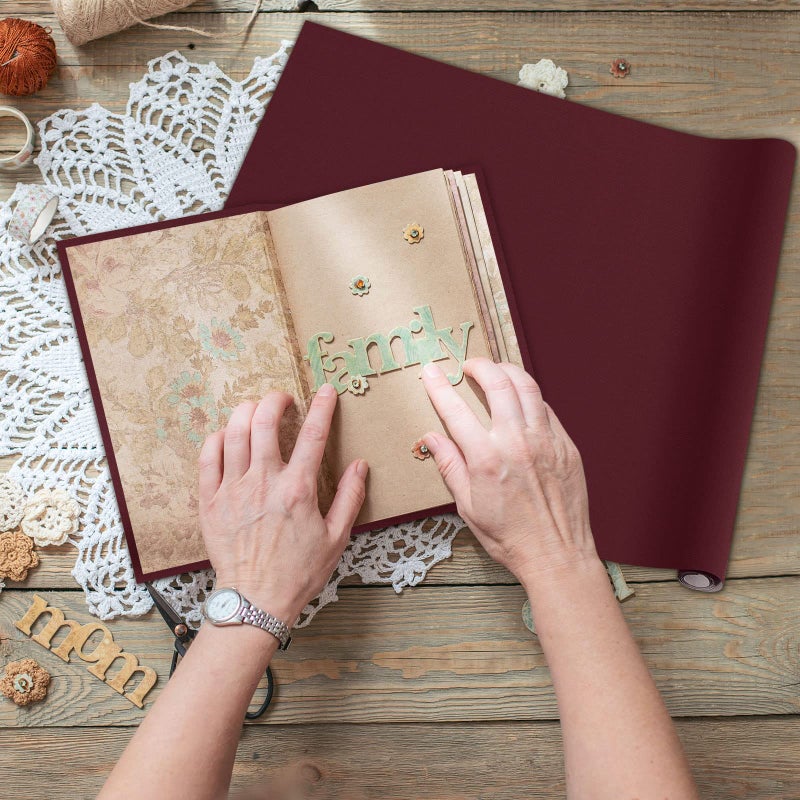 PerKoop Book Cloth for Book Binding 40 x 16 Inch Fabric Surface Paper Backed Bookcover Archival European Durable Strong Bookbinding Supplies Cover Books Album Scrapbooking (Dark Red,Suede Fabric) - Image 5