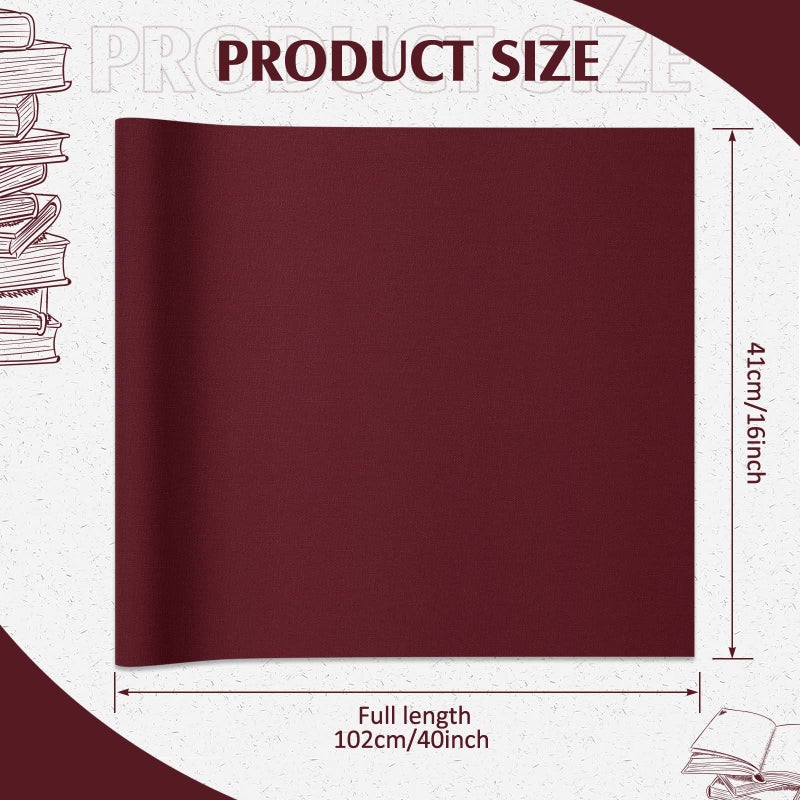 PerKoop Book Cloth for Book Binding 40 x 16 Inch Fabric Surface Paper Backed Bookcover Archival European Durable Strong Bookbinding Supplies Cover Books Album Scrapbooking (Dark Red,Suede Fabric) - Image 2
