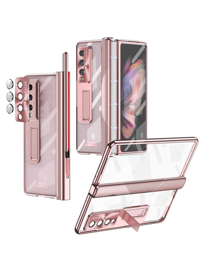 S-TOP Case For Samsung Galaxy Z Fold3 5G Magnetic Hinges Plating Phone Case with Holder - Image 1