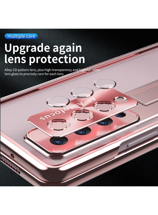 S-TOP Case For Samsung Galaxy Z Fold3 5G Magnetic Hinges Plating Phone Case with Holder - Image 5