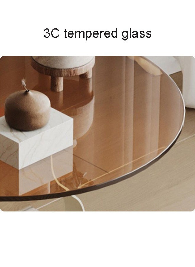 NKX - Round Coffee Table with Tempered Glass Top and Storage Box - Image 1