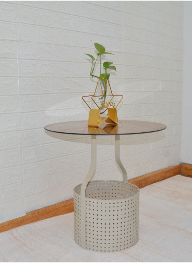 NKX - Round Coffee Table with Tempered Glass Top and Storage Box - Image 1