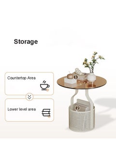 NKX Round Coffee Table with Tempered Glass Top and Storage Box  - Image 4