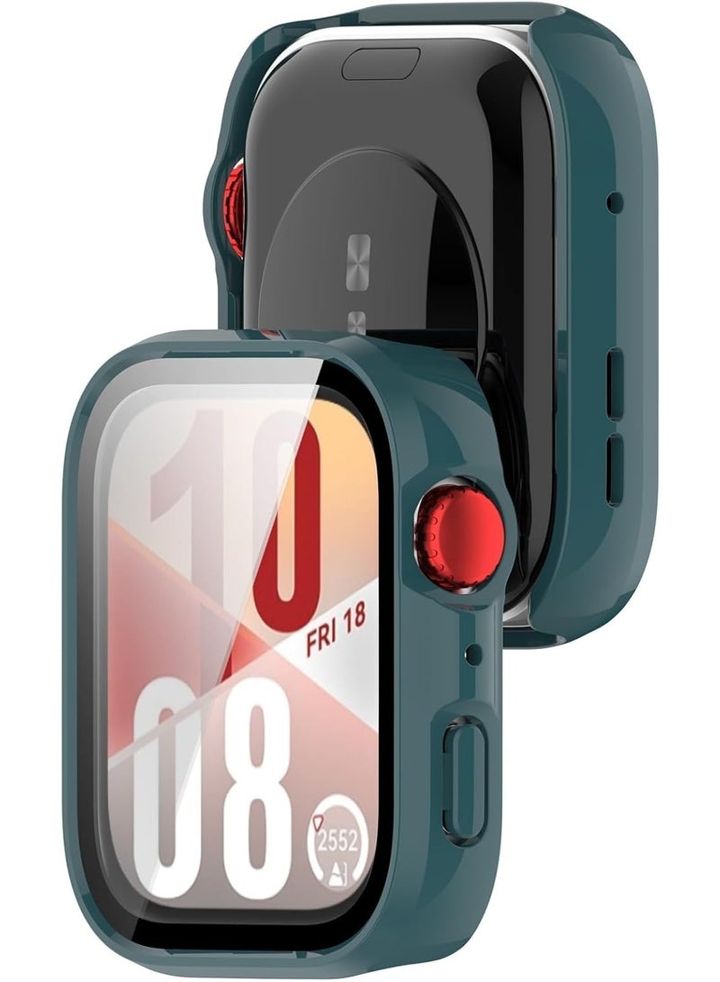 حافظة متوافقة مع ساعة هواوي واتش فيت 4 برو، حافظة صلبة رفيعة بتغطية كاملة مع واقي شاشة مدمج من الزجاج المقوى لساعة هواوي واتش فيت 4 برو (أخضر) - Image 2