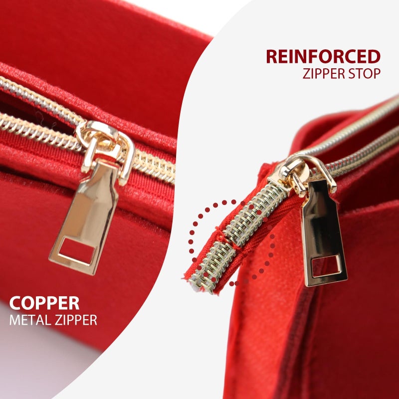 OMYSTYLE Red Mini Organizer Insert, Felt Tote Bag Organizer Insert with 5 Sizes, Handbag Dividers for Inside Purse, Compatible with Longchamp, Neverful, Speedy and More - Image 4