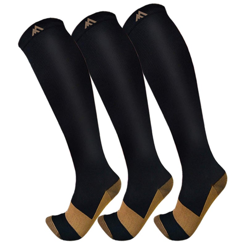 FuelMeFoot 3 Pack Copper Compression Socks - Compression Socks Women & Men Circulation - Best for Medical,Running,Athletic - Image 1